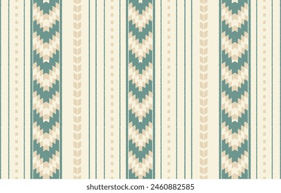 Ethnische abstrakte ikat Kunst. Aztekischer Ornamentendruck. Geometrische ethnische Muster nahtlose Farbe Orientalisch.  Design für Hintergrund, Vorhang, Teppich, Bildschirmhintergrund, Bekleidung, Verpackung, Batik, Vektorillustration.