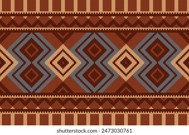 Ethnic abstract ikat art. Aztec ornament print. geometric ethnic pattern seamless color oriental. Design for background ,curtain, carpet, wallpaper, clothing, wrapping, Batik, vector illustration.