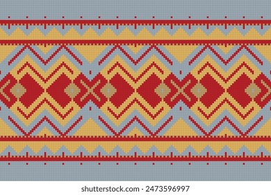 Ethnic abstract ikat art. Aztec ornament print. geometric ethnic pattern seamless color oriental. Design for background ,curtain, carpet, wallpaper, clothing, wrapping, Batik, vector illustration.