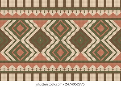 Ethnic abstract ikat art. Aztec ornament print. geometric ethnic pattern seamless color oriental. Design for background ,curtain, carpet, wallpaper, clothing, wrapping, Batik, vector illustration.