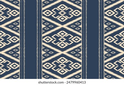 Arte de ikat abstracto étnico. Adorno azteca estampado. patrón étnico geométrico color sin fisuras oriental.  Diseño para el fondo, cortina, alfombra, Fondo de pantalla, ropa, envoltura, Batik, Ilustración vectorial.