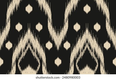 Arte de ikat abstracto étnico. Adorno azteca estampado. patrón étnico geométrico color sin fisuras oriental.  Diseño para el fondo, cortina, alfombra, Fondo de pantalla, ropa, envoltura, Batik, Ilustración vectorial.