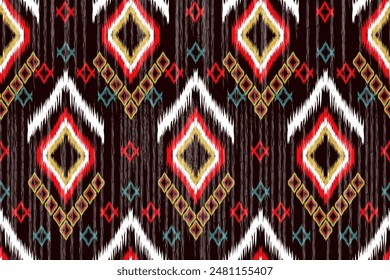 Ethnic abstract ikat art. Aztec ornament print. geometric ethnic pattern seamless color oriental. Design for background ,curtain, carpet, wallpaper, clothing, wrapping, Batik, vector illustration