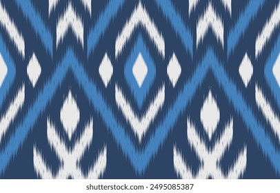 Arte de ikat abstracto étnico. Adorno azteca estampado. patrón étnico geométrico color sin fisuras oriental.  Diseño para el fondo, cortina, alfombra, Fondo de pantalla, ropa, envoltura, Batik, Ilustración vectorial.