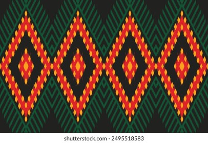 Ethnic abstract ikat art. Aztec ornament print. geometric ethnic pattern seamless  color oriental.  Design for background ,curtain, carpet, wallpaper, clothing, wrapping, Batik, vector illustration.
