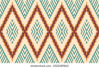 Ethnic abstract ikat art. Aztec ornament print. geometric ethnic pattern seamless  color oriental.  Design for background ,curtain, carpet, wallpaper, clothing, wrapping, Batik, vector illustration.