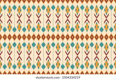 Ethnic abstract ikat art. Aztec ornament print. geometric ethnic pattern seamless  color oriental.  Design for background ,curtain, carpet, wallpaper, clothing, wrapping, Batik, vector illustration.
