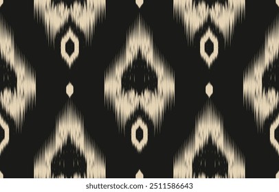 Arte ikat abstracto étnico. Estampado de adornos aztecas. patrón étnico geométrico sin costuras color oriental.  Diseño para el fondo, cortina, alfombra, Fondo de pantalla, ropa, envoltura, Batik, Ilustración vectorial.