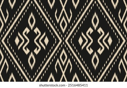 Arte ikat abstracto étnico. Estampado de adornos aztecas. patrón étnico geométrico sin costuras color oriental.  Diseño para el fondo, cortina, alfombra, Fondo de pantalla, ropa, envoltura, Batik, Ilustración vectorial.