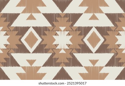 Arte ikat abstracto étnico. Estampado de adornos aztecas. patrón étnico geométrico sin costuras color oriental.  Diseño para el fondo, cortina, alfombra, Fondo de pantalla, ropa, envoltura, Batik, Ilustración vectorial.