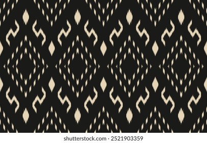 Arte ikat abstracto étnico. Estampado de adornos aztecas. patrón étnico geométrico sin costuras color oriental.  Diseño para el fondo, cortina, alfombra, Fondo de pantalla, ropa, envoltura, Batik, Ilustración vectorial.