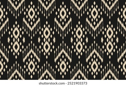 Arte ikat abstracto étnico. Estampado de adornos aztecas. patrón étnico geométrico sin costuras color oriental.  Diseño para el fondo, cortina, alfombra, Fondo de pantalla, ropa, envoltura, Batik, Ilustración vectorial.
