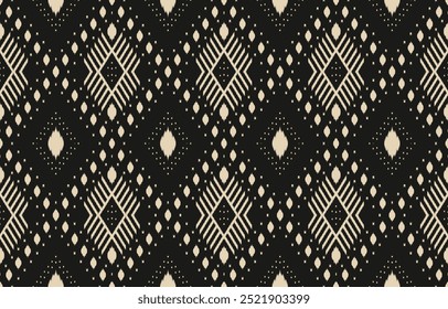 Arte ikat abstracto étnico. Estampado de adornos aztecas. patrón étnico geométrico sin costuras color oriental.  Diseño para el fondo, cortina, alfombra, Fondo de pantalla, ropa, envoltura, Batik, Ilustración vectorial.