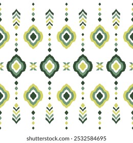 Ethnic abstract ikat art. Aztec ornament print. Geometric pattern seamless color oriental. Design for background, curtain, carpet, wallpaper, clothing, wrapping, Batik, decorate, interior decoration.