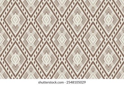 Arte ikat abstracto étnico. Estampado de adornos aztecas. patrón étnico geométrico sin costuras color oriental.  Diseño para el fondo, cortina, alfombra, Fondo de pantalla, ropa, envoltura, Batik, Ilustración vectorial.