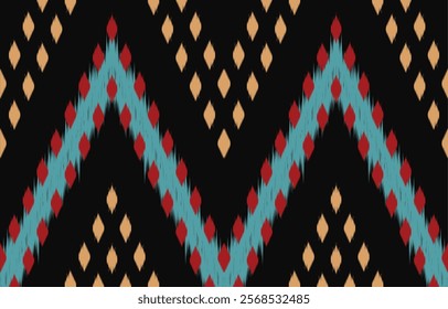 Ethnic abstract ikat art. Aztec ornament print. geometric ethnic pattern seamless  color oriental.  Design for background ,curtain, carpet, wallpaper, clothing, wrapping, Batik, vector illustration.