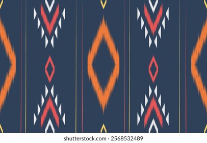 Ethnic abstract ikat art. Aztec ornament print. geometric ethnic pattern seamless  color oriental.  Design for background ,curtain, carpet, wallpaper, clothing, wrapping, Batik, vector illustration.