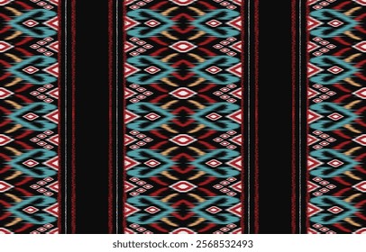 Ethnic abstract ikat art. Aztec ornament print. geometric ethnic pattern seamless  color oriental.  Design for background ,curtain, carpet, wallpaper, clothing, wrapping, Batik, vector illustration.