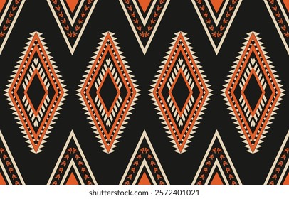 Ethnic abstract ikat art. Aztec ornament print. geometric ethnic pattern seamless  color oriental.  Design for background ,curtain, carpet, wallpaper, clothing, wrapping, Batik, vector illustration.