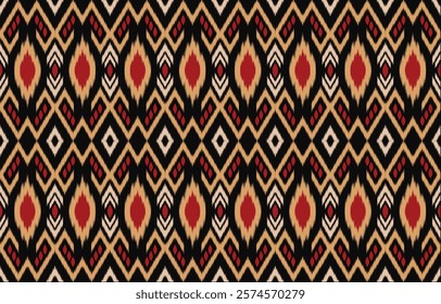 Ethnic abstract ikat art. Aztec ornament print. geometric ethnic pattern seamless  color oriental.  Design for background ,curtain, carpet, wallpaper, clothing, wrapping, Batik, vector illustration.