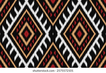 Ethnic abstract ikat art. Aztec ornament print. geometric ethnic pattern seamless  color oriental.  Design for background ,curtain, carpet, wallpaper, clothing, wrapping, Batik, vector illustration.
