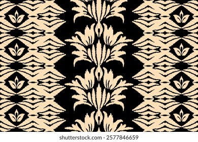 Ethnic abstract ikat art. Aztec ornament print. Geometric ethnic pattern seamless color oriental. Design for background, curtain, carpet, wallpaper, clothing, wrapping, Batik, and vector illustration.