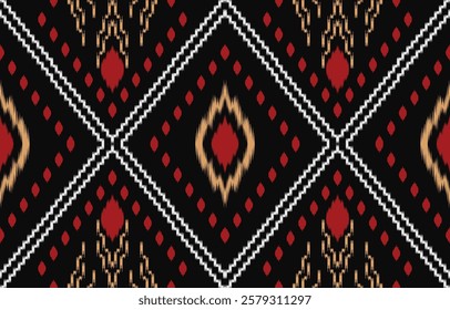 Ethnic abstract ikat art. Aztec ornament print. geometric ethnic pattern seamless  color oriental.  Design for background ,curtain, carpet, wallpaper, clothing, wrapping, Batik, vector illustration.
