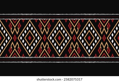 Ethnic abstract ikat art. Aztec ornament print. geometric ethnic pattern seamless  color oriental.  Design for background ,curtain, carpet, wallpaper, clothing, wrapping, Batik, vector illustration.