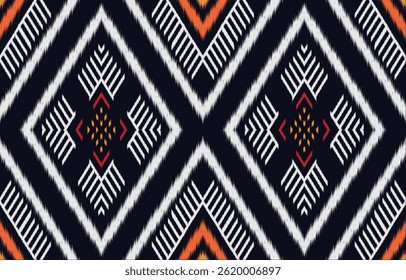 Étnica abstrata ikat art. Aztec impressão ornamento. padrão étnico geométrico cor sem costura oriental. Design para fundo, cortina, tapete, papel de parede, roupas, envoltório, Batik, ilustração vetorial.
