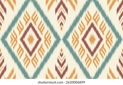 Étnica abstrata ikat art. Aztec impressão ornamento. padrão étnico geométrico cor sem costura oriental. Design para fundo, cortina, tapete, papel de parede, roupas, envoltório, Batik, ilustração vetorial.