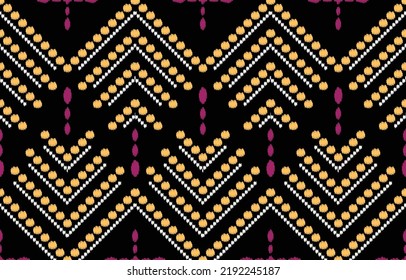 Ethnic abstract ikat art. Fabric Morocco, geometric ethnic pattern seamless  color oriental. Background, Design for fabric, curtain, carpet, wallpaper, clothing, wrapping, Batik, vector illustration