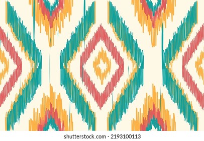 Ethnic abstract ikat art. Fabric Morocco, geometric ethnic pattern seamless  color oriental. Background, Design for fabric, curtain, carpet, wallpaper, clothing, wrapping, Batik, vector illustration