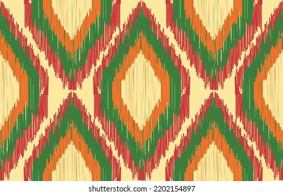 Ethnic abstract ikat art. Fabric Morocco, geometric ethnic pattern seamless  color oriental. Background, Design for fabric, curtain, carpet, wallpaper, clothing, wrapping, Batik, vector illustration