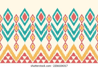 Ethnic abstract ikat art. Fabric Morocco, geometric ethnic pattern seamless  color oriental. Background, Design for fabric, curtain, carpet, wallpaper, clothing, wrapping, Batik, vector illustration