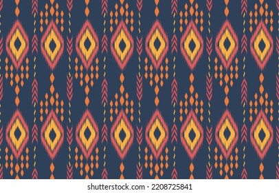 Ethnic abstract ikat art. Fabric Morocco, geometric ethnic pattern seamless  color oriental. Background, Design for fabric, curtain, carpet, wallpaper, clothing, wrapping, Batik, vector illustration