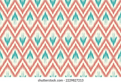 Ethnic abstract ikat art. Fabric Morocco, geometric ethnic pattern seamless  color oriental. Background, Design for fabric, curtain, carpet, wallpaper, clothing, wrapping, Batik, vector illustration