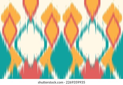 Ethnic abstract ikat art. Fabric Morocco, geometric ethnic pattern seamless  color oriental. Background, Design for fabric, curtain, carpet, wallpaper, clothing, wrapping, Batik, vector illustration