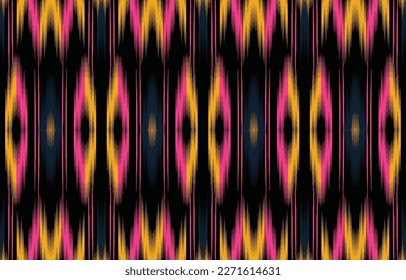 Ethnic abstract ikat art. Fabric Morocco, geometric ethnic pattern seamless  color oriental. Background, Design for fabric, curtain, carpet, wallpaper, clothing, wrapping, Batik, vector illustration