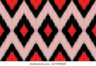 Ethnic abstract ikat art. Fabric Morocco, geometric ethnic pattern seamless  color oriental. Background, Design for fabric, curtain, carpet, wallpaper, clothing, wrapping, Batik, vector illustration