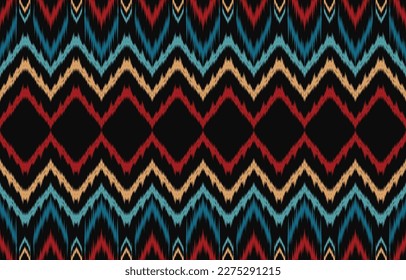 Ethnic abstract ikat art. Fabric Morocco, geometric ethnic pattern seamless  color oriental. Background, Design for fabric, curtain, carpet, wallpaper, clothing, wrapping, Batik, vector illustration