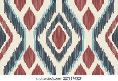 Ethnic abstract ikat art. Fabric Morocco, geometric ethnic pattern seamless  color oriental. Background, Design for fabric, curtain, carpet, wallpaper, clothing, wrapping, Batik, vector illustration