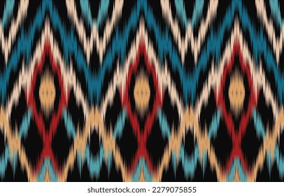 Ethnic abstract ikat art. Fabric Morocco, geometric ethnic pattern seamless  color oriental. Background, Design for fabric, curtain, carpet, wallpaper, clothing, wrapping, Batik, vector illustration