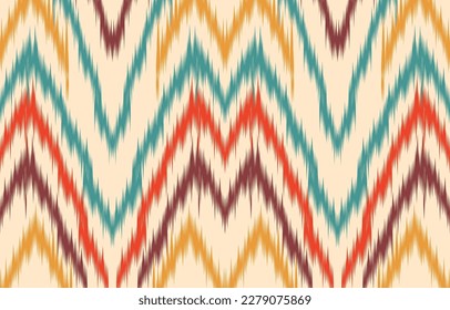 Ethnic abstract ikat art. Fabric Morocco, geometric ethnic pattern seamless  color oriental. Background, Design for fabric, curtain, carpet, wallpaper, clothing, wrapping, Batik, vector illustration