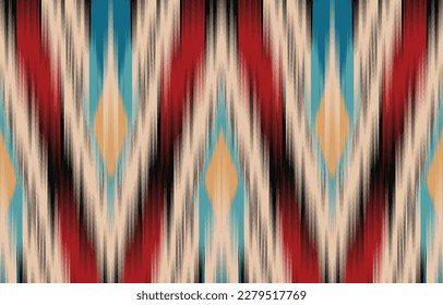 Ethnic abstract ikat art. Fabric Morocco, geometric ethnic pattern seamless  color oriental. Background, Design for fabric, curtain, carpet, wallpaper, clothing, wrapping, Batik, vector illustration