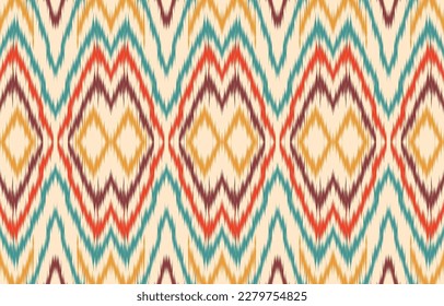 Ethnic abstract ikat art. Fabric Morocco, geometric ethnic pattern seamless  color oriental. Background, Design for fabric, curtain, carpet, wallpaper, clothing, wrapping, Batik, vector illustration