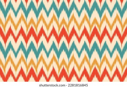 Ethnic abstract ikat art. Fabric Morocco, geometric ethnic pattern seamless  color oriental. Background, Design for fabric, curtain, carpet, wallpaper, clothing, wrapping, Batik, vector illustration