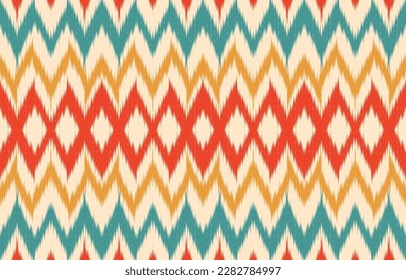 Ethnic abstract ikat art. Fabric Morocco, geometric ethnic pattern seamless  color oriental. Background, Design for fabric, curtain, carpet, wallpaper, clothing, wrapping, Batik, vector illustration
