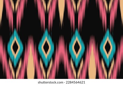 Ethnic abstract ikat art. Fabric Morocco, geometric ethnic pattern seamless  color oriental. Background, Design for fabric, curtain, carpet, wallpaper, clothing, wrapping, Batik, vector illustration