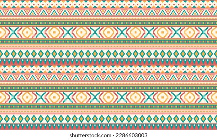 Ethnic abstract ikat art. Fabric Morocco, geometric ethnic pattern seamless  color oriental. Background, Design for fabric, curtain, carpet, wallpaper, clothing, wrapping, Batik, vector illustration