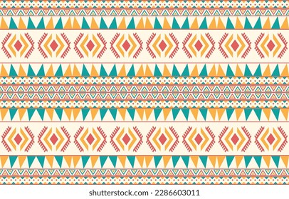 Ethnic abstract ikat art. Fabric Morocco, geometric ethnic pattern seamless  color oriental. Background, Design for fabric, curtain, carpet, wallpaper, clothing, wrapping, Batik, vector illustration